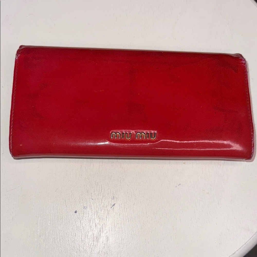 Miu Miu Red Patent Leather Wallet